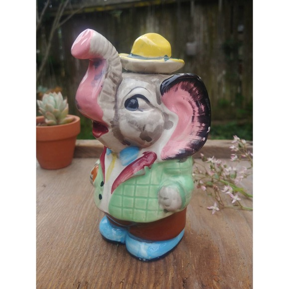 Vintage Other - Vintage Elephant Piggy Bank - Ceramic Bank
